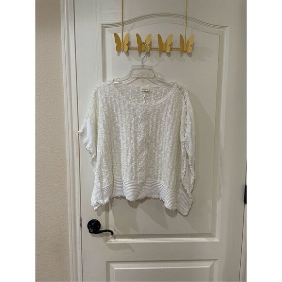 Meadow Rue Anthropologie Lace Crochet Poncho Top Tunic Boho XS/Small Ivory - Picture 2 of 7